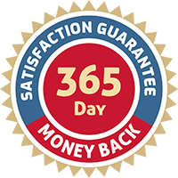 365 day satisfaction guarantee, money back